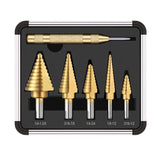 6pcs 1/4 3/8 Inch HSS Straight Groove Steps Drill Bit Titanium Coated Wood Metal Hole Cutting Core Drilling Tools Set Drill Bits