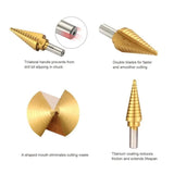 6pcs 1/4 3/8 Inch HSS Straight Groove Steps Drill Bit Titanium Coated Wood Metal Hole Cutting Core Drilling Tools Set Drill Bits