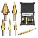 6pcs 1/4 3/8 Inch HSS Straight Groove Steps Drill Bit Titanium Coated Wood Metal Hole Cutting Core Drilling Tools Set Drill Bits