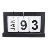 Standing Flip Wooden Desk Calendar Nordic Style Vintage Large Display Wooden Flip Calendar for Office Desktop Home Study Living Room Black