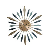 (Blue Hands 55cm) Large Wall Clock Silent Mid Century Wall Clock for Bedroom Indoor Study Room Blue Hands 55cm
