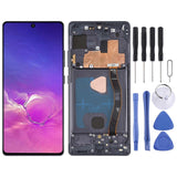 COMPATIBLE Super AMOLED Material LCD Screen and Digitizer Full Assembly with Frame for Galaxy S10 Lite(Black)