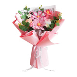 (Pink) 17.7inch Crochet Flowers Knitted Bouquet Handmade for Best Friend Girlfriend Red