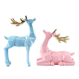 2Pcs Deer Statue Sculpture Living Room Tabletop Bookshelf Couple Figurine