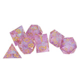 7PCS Polyhedral Dice Clear Numbers Pointed Edges Resin Dice Set for Role Playing Tabletop Games Purple