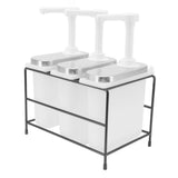Condiment Pump Dispenser Hand Press Syrup Pump Dispenser Milk Tea Sauce Dispenser 3 Heads with Iron Frame 2L 40x18.5x35cm/15.7x7.3x13.8in