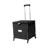 (Black) Folding Shopping Cart 45 L Capacity for Fishing Grocery Buying Daily Storage Green