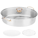 Large Capacity 304 Stainless Steel Oval Fish Steaming Pot Set Home Cooking Pot with Plate