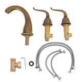 Bathroom Sink Widespread Faucet Antique Brass Construction Scratch Proof Cold Hot Water Basin Sink Faucet for Home
