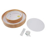 Flush Mount Ceiling Light Wood Grain Color 3 Color Temperatures Remote Control Round LED Ceiling Light Eye Caring for Bedroom Dining Room Study Room