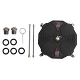 18 Inch Pressure Washer Surface Cleaner 3600PSI Stainless Steel Power Surface Washer with 4 Wheels 2 Extension Wands for Driveway Sidewalk Patio Blac