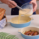Set Of 2 Oval Blue Casserole Dish, Baking Pan (24.13cm/28.57cm), Ceramic Baking Dish For Cooking, Kitchen, Family Dinner