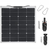 100W 18V ETFE Solar Panel+30A/60A/100A Solars Charge Controller with Connectors, Carabiners,Wire Cable Outdoor Energy RV Plate
