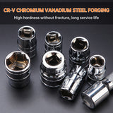 12 Piece Repair Tool Set 1/4 3/8 1/2 Quick Ratchet Hexagonal Automotive Maintenance Socket Wrench Tools
