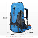 70L Camping Backpack Travel Bag for Men Women Outdoor Sport Hiking Trekking Mountaineering Male Waterproof Rucksack Climbing