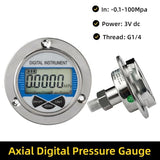 Water Liquid Vacuum Precision Axial Digital Pressure Gauge Mpa Psi Bar Stainless Steel Back Connection