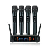 Professional VHF Wireless System 4 Channel Handheld Karaoke Microphone for Home Party Church Event TV Speaker