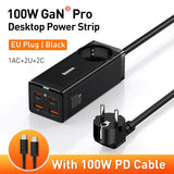 Baseus 100W GaN3 Pro USB Charger Desktop Power Strip Station Type C PD QC Quick Charge 4.0 3.0 Fast Charging