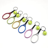 12 Pcs Key Racket Mini Fashionable Tennis Ball Split Ring Keychain For Sport Lovers Team