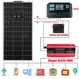 300W Panel 12V to 110V/220V 3000W Pure Sine Wave Inverter Solar System Kit Battery Charger Complete Power Generation