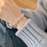 925 Sterling Silver Beaded Pig Nose Bracelet Female