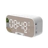 Digital Mirror Surface Alarm Clock Desktop Portable BT Speaker & FM Radio Rechargeable Support TF Card for Home Office Travel