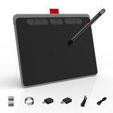9x5 inches Graphics Drawing Tablet Ultra-thin Art Creation Sketch with Battery-free Stylus 8 Pen Nibs 8192 Levels Pressure