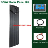 600W/300W Flexible Solar Panel Kit with 12V Battery Charger - Monocrystalline Cell Solar System for Outdoor Camping, Yacht, Car, RV, Boat