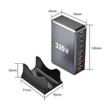 320W Gallium nitride Desktop 8-port PD Charge 3.0 Type C Fast Charger Mobile USB