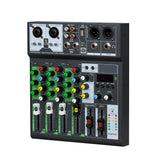 Portable Mixing Console Ns-6Bt Audio Mixer 4 Channel Usb Sound Card Interface Console 48V Phantom Power for Home Studio Live