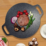 1pc Korean Grill Pan, Korean Barbecue Non-stick Round Grill Pan, Round Barbecue Grill Pan With Handle