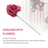 25Pcs Real Looking Bury Roses with Stems for DIY Wedding Bouquets Red Bridal Shower