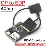 DP To Driver Board EDP Signal Adapter 30pin 40pin 2K 4K 2lan 4lan Computer PC LCD LED Display Screen W PD/QC Protocol CABLE