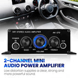 AK270 Mini Audio 2-Channel Stereo Power Portable Sound Amplifier AUX Input Speaker Amp for Car and Home