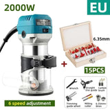 Electric Woodworking Milg Engraving Slotting Trimming hine Wood Trimmer Tool with 15 PCS Router Bits