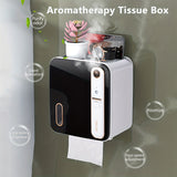 1pc Smart Aromatherapy Toilet Tissue Box, Toilet Paper Holder With Storage, Wall Mounted Tissue Dispenser Container, Toilet Paper Roll Storage Rack, Bathroom Accessories