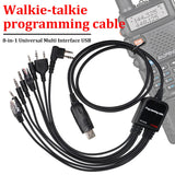8 in 1 Multifunctional USB Programming Cable Compatible for Baofeng Kenwood TYT QYT Motorola Yaesu ICOM Walkie Talkie Car Radio
