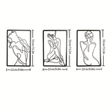 Metal carving, artistic female wall line, hanging on 3PC at home