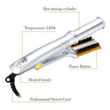 Curling Max 2-Way Rotating 2 In 1 Curler Straightener Brush Smoothing Hair Iron Electric Hairbrush