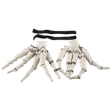 White Halloween Articulated Skeleton Hands Realistic Horror Ghost Claw Props Finger Glove