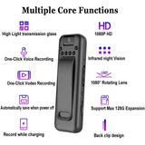 1080P HD Mini Camera Pen Portable Recorder Outdoor Sports Photography Pen Night Vision Camera 180° Rotating Camera support 128G