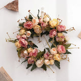 Simulation Garland Door Artificial Silk Peony Flower Wreath Wedding Decoration Window Layout