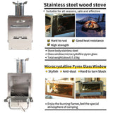 Rocket Wood-Burning for Camping Outdoor Fireplace Cooking Stove Microcrystale Pyrex Glass Window