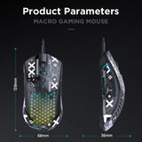 M5 Honeycomb Lightweight USB Wired Ergonomic RGB PAW3325 Chip 800-12000DPI E-sports Game Mouse for PC Laptop Tablet