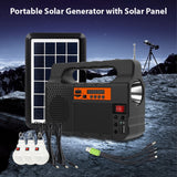 Portable Generator - With Solar Panel, Radio, BT Speaker, Phone Charger, Flashlight, Power Station, Built-in 3600mAh Rechargeable