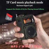 Portable Mini FM/SW/MW Radio Bluetooth 5.0 Full Band Handheld Rechargeable Speaker Recorder Sleep Time Support TF Card Play