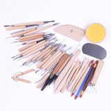 42PCS Art Crafts Clay Sculpting Pottery Pottery Tool DIY Art Clay Pottery Tool Set Wooden Handle Modeling Clay Tool Carved Tool