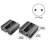 Analog Extender RCA 3.5mm Stereo Over Ethernet Single Cat5E/6/7 Cable Up to 500M Audio Converter EU Plug