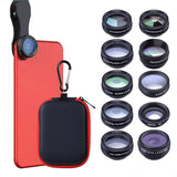 APL-DG10 Fisheye + Wide-angle Macro Mobile Phone External Lens Wide-Angle Macro Fisheye Phone Lens Set with Portable Storage Bag
