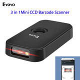 Mini CCD Barcode Scanner, 3-in-1 Bluetooth USB Wired & 2.4 Wireless Bar Code Reader Portable Image Scanner 1D Screen Scanning compatible with iPad, iPhone, Android Phones, Tablets PC
